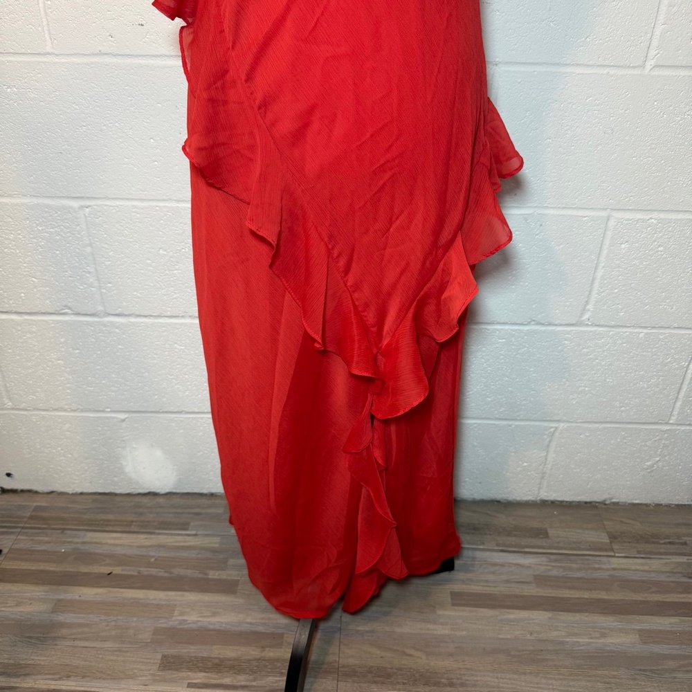A New Day Women's Red Long Ruffled Slip Dress - Picture 3 of 12